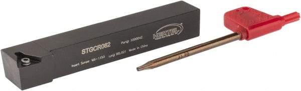 Hertel - STGC, Right Hand Cut, 3° Lead Angle, 1/2" Shank Height x 1/2" Shank Width, Neutral Rake Indexable Turning Toolholder - 3-1/2" OAL, TC..21.5. Insert Compatibility, Series Screw-Type - Americas Industrial Supply