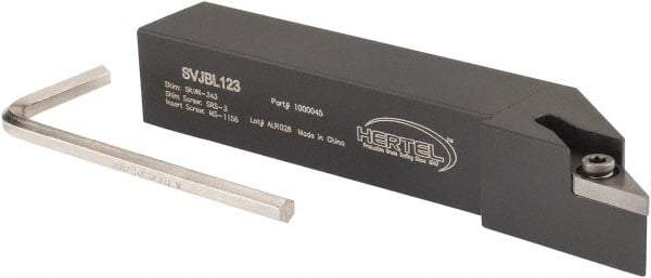 Hertel - SVJB, Left Hand Cut, 3° Lead Angle, 3/4" Shank Height x 3/4" Shank Width, Neutral Rake Indexable Turning Toolholder - 4-1/2" OAL, VB..33. Insert Compatibility, Series Screw-Type - Americas Industrial Supply