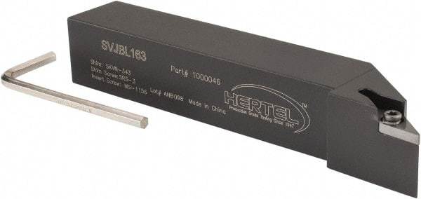 Hertel - SVJB, Left Hand Cut, 3° Lead Angle, 1" Shank Height x 1" Shank Width, Neutral Rake Indexable Turning Toolholder - 6" OAL, VB..33. Insert Compatibility, Series Screw-Type - Americas Industrial Supply