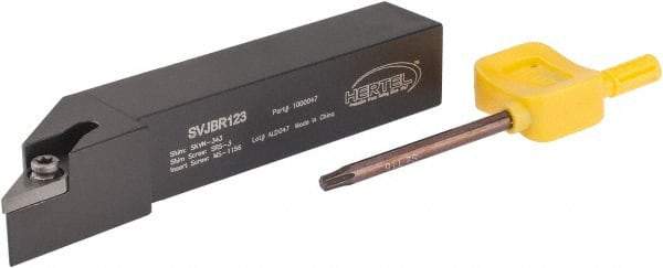 Hertel - SVJB, Right Hand Cut, 3° Lead Angle, 3/4" Shank Height x 3/4" Shank Width, Neutral Rake Indexable Turning Toolholder - 4-1/2" OAL, VB..33. Insert Compatibility, Series Screw-Type - Americas Industrial Supply