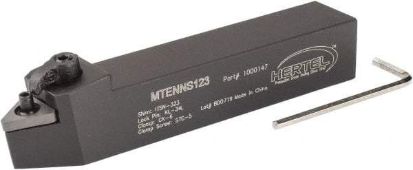 Hertel - MTEN, Neutral Cut, 0° Lead Angle, 3/4" Shank Height x 3/4" Shank Width, Negative Rake Indexable Turning Toolholder - 4-1/2" OAL, TN..33. Insert Compatibility, Series Multi-Option - Americas Industrial Supply