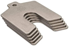 Made in USA - 5 Piece, 2 Inch Long x 2 Inch Wide x 0.075 Inch Thick, Slotted Shim Stock - Stainless Steel, 5/8 Inch Wide Slot - Americas Industrial Supply