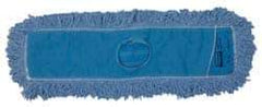 Rubbermaid - 48" Long x 5" Wide Yarn Blend Dust Mop Head - Slip-On/Slip-Through Backing, Blue, Twisted Loop Head - Americas Industrial Supply