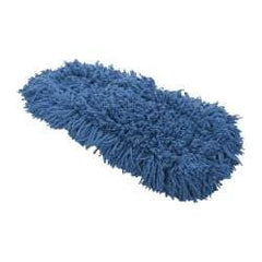 Rubbermaid - 18" Long x 5" Wide Synthetic Dust Mop Head - Slip-On/Slip-Through Backing, Blue, Twisted Loop Head - Americas Industrial Supply