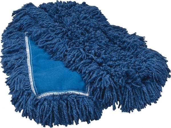 Rubbermaid - 36" Long x 5" Wide Synthetic Dust Mop Head - Slip-On/Slip-Through Backing, Blue, Twisted Loop Head - Americas Industrial Supply