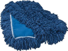Rubbermaid - 36" Long x 5" Wide Synthetic Dust Mop Head - Slip-On/Slip-Through Backing, Blue, Twisted Loop Head - Americas Industrial Supply