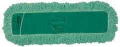 Rubbermaid - 36" Long x 5" Wide Yarn Blend Dust Mop Head - Slip-On/Slip-Through Backing, Green, Twisted Loop Head, Anti-Microbial - Americas Industrial Supply