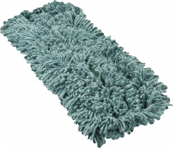 Rubbermaid - 24" Long x 5" Wide Yarn Blend Dust Mop Head - Slip-On/Slip-Through Backing, Green, Twisted Loop Head, Anti-Microbial - Americas Industrial Supply