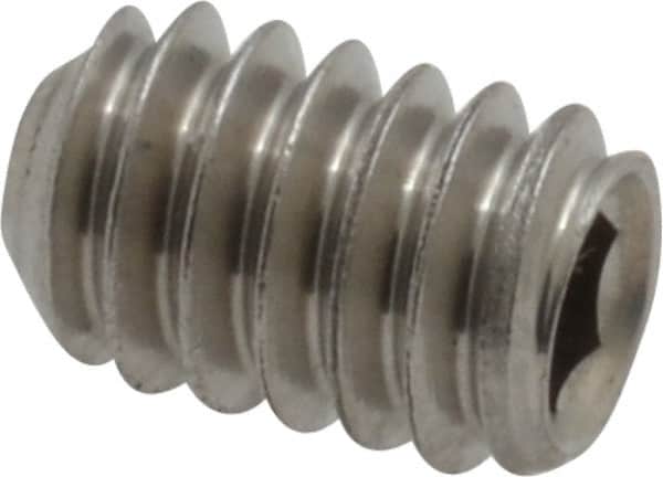 Value Collection - 1/4-20 UNC, 3/8" OAL, Cup Point Set Screw - Grade 18-8 Stainless Steel, 1/8" Key - Americas Industrial Supply