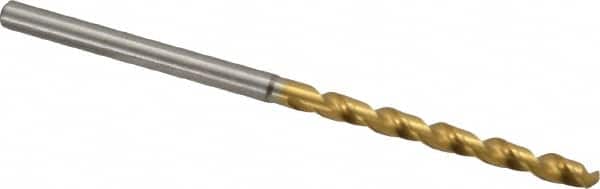 OSG - #35 130° Vanadium High Speed Steel Jobber Drill - TiN Finish, Right Hand Cut, Spiral Flute, Straight Shank, 65mm OAL, Standard Point - Americas Industrial Supply