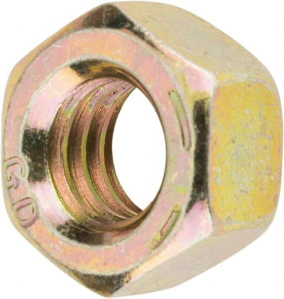 Value Collection - 5/16-18 UNC Steel Right Hand Hex Nut - 1/2" Across Flats, 17/64" High, Zinc Yellow Dichromate Finish - Americas Industrial Supply