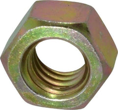 Value Collection - 7/16-14 UNC Steel Right Hand Hex Nut - 11/16" Across Flats, 3/8" High, Zinc Yellow Dichromate Finish - Americas Industrial Supply