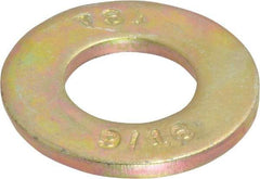 Value Collection - 9/16" Screw, Grade 8 Steel SAE Flat Washer - 19/32" ID x 1-3/16" OD, 3/32" Thick, Zinc Yellow Dichromate Finish - Americas Industrial Supply