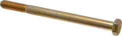 Made in USA - 5/16-18 UNC, 4" Length Under Head Hex Head Cap Screw - Partially Threaded, Grade 8 Alloy Steel, Zinc Yellow Dichromate Finish, 1/2" Hex - Americas Industrial Supply