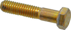 Made in USA - 3/8-16 UNC, 1-3/4" Length Under Head Hex Head Cap Screw - Partially Threaded, Grade 8 Alloy Steel, Zinc Yellow Dichromate Finish, 9/16" Hex - Americas Industrial Supply