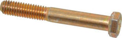 Made in USA - 3/8-16 UNC, 2-3/4" Length Under Head Hex Head Cap Screw - Partially Threaded, Grade 8 Alloy Steel, Zinc Yellow Dichromate Finish, 9/16" Hex - Americas Industrial Supply