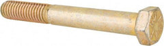 Made in USA - 3/8-16 UNC, 3" Length Under Head Hex Head Cap Screw - Partially Threaded, Grade 8 Alloy Steel, Zinc Yellow Dichromate Finish, 9/16" Hex - Americas Industrial Supply