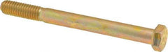 Made in USA - 3/8-16 UNC, 4" Length Under Head Hex Head Cap Screw - Partially Threaded, Grade 8 Alloy Steel, Zinc Yellow Dichromate Finish, 9/16" Hex - Americas Industrial Supply