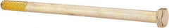 Made in USA - 3/8-16 UNC, 6" Length Under Head Hex Head Cap Screw - Partially Threaded, Grade 8 Alloy Steel, Zinc Yellow Dichromate Finish, 9/16" Hex - Americas Industrial Supply