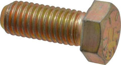 Made in USA - 1/2-13 UNC, 1-1/4" Length Under Head Hex Head Cap Screw - Fully Threaded, Grade 8 Alloy Steel, Zinc Yellow Dichromate Finish, 3/4" Hex - Americas Industrial Supply