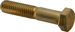 Made in USA - 1/2-13 UNC, 2-1/2" Length Under Head Hex Head Cap Screw - Partially Threaded, Grade 8 Alloy Steel, Zinc Yellow Dichromate Finish, 3/4" Hex - Americas Industrial Supply