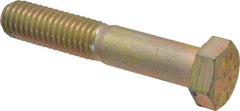 Made in USA - 1/2-13 UNC, 2-3/4" Length Under Head Hex Head Cap Screw - Partially Threaded, Grade 8 Alloy Steel, Zinc Yellow Dichromate Finish, 3/4" Hex - Americas Industrial Supply