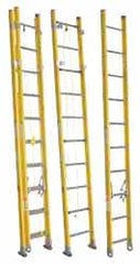 Made in USA - 32' High, Type IA Rating, Fiberglass Extension Ladder - Americas Industrial Supply