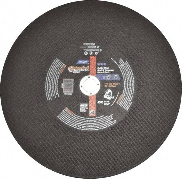 Norton - 14" Aluminum Oxide Cutoff Wheel - 3/32" Thick, 1" Arbor, 4,365 Max RPM, Use with Stationary Tools - Americas Industrial Supply
