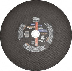 Norton - 14" Aluminum Oxide Cutoff Wheel - 3/32" Thick, 1" Arbor, 4,365 Max RPM, Use with Stationary Tools - Americas Industrial Supply