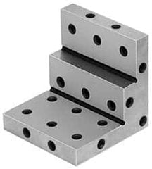 Suburban Tool - 3" Wide x 2-3/4" Deep x 3" High Steel Precision-Ground Angle Plate - Stepped Plate, Machined Holes on Surface, Open End, 9/16" Thick, Single Plate - Americas Industrial Supply