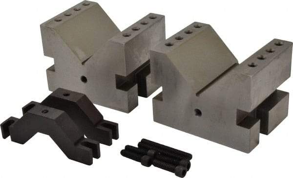 Suburban Tool - 2-1/4" Max Capacity, 90° Angle, Hardened Steel V-Block - 3" Long x 4" Wide x 3" High, Sold as Matched Pair - Americas Industrial Supply