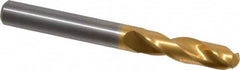 Guhring - 8.39978mm 140° Spiral Flute Solid Carbide Screw Machine Drill Bit - TiN Finish, Right Hand Cut, 37mm Flute Length, 79mm OAL, SU Point, Straight Shank - Americas Industrial Supply