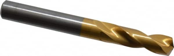 Guhring - 25/64" 140° Spiral Flute Solid Carbide Screw Machine Drill Bit - TiN Finish, Right Hand Cut, 43mm Flute Length, 89mm OAL, SU Point, Straight Shank - Americas Industrial Supply