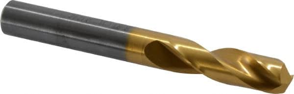 Guhring - 11.19886mm 140° Spiral Flute Solid Carbide Screw Machine Drill Bit - TiN Finish, Right Hand Cut, 47mm Flute Length, 95mm OAL, SU Point, Straight Shank - Americas Industrial Supply