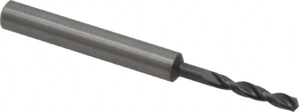 Guhring - 0.1181" 140° Spiral Flute Solid Carbide Screw Machine Drill Bit - FIREX Finish, Right Hand Cut, 20mm Flute Length, 62mm OAL, SU Point, Straight Shank - Americas Industrial Supply