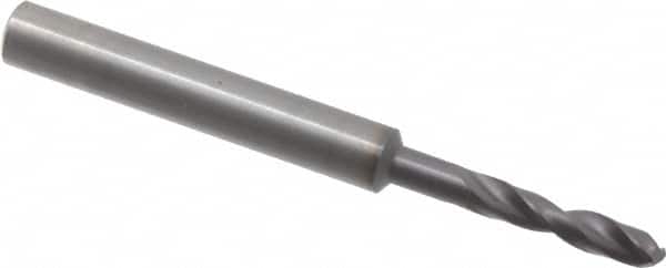 Guhring - #28 140° Spiral Flute Solid Carbide Screw Machine Drill Bit - FIREX Finish, Right Hand Cut, 20mm Flute Length, 62mm OAL, SU Point, Straight Shank - Americas Industrial Supply