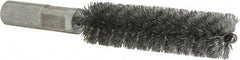 Value Collection - 5/8" Diam Helical Steel Tube Brush - Double Spiral, 0.012" Filament Diam, 2-23/64" Brush Length, 4" OAL, 5/16-18 Female Shank - Americas Industrial Supply