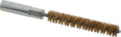 Value Collection - 3/8" Diam Helical Brass Tube Brush - Double Spiral, 0.014" Filament Diam, 2-23/64" Brush Length, 4" OAL, 3/16-24 Female Shank - Americas Industrial Supply