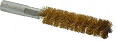 Value Collection - 5/8" Diam Helical Brass Tube Brush - Double Spiral, 0.014" Filament Diam, 2-23/64" Brush Length, 4" OAL, 5/16-18 Female Shank - Americas Industrial Supply