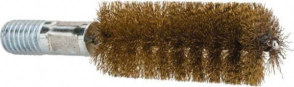 Value Collection - 1" Diam Helical Brass Tube Brush - Double Spiral, 0.012" Filament Diam, 2-23/64" Brush Length, 4" OAL, 1/2-12 Male Shank - Americas Industrial Supply