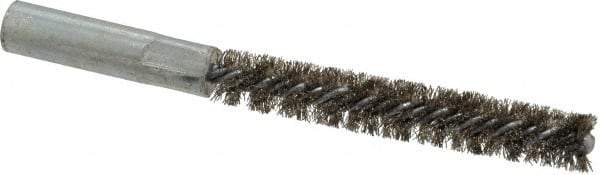 Value Collection - 3/8" Diam Helical Stainless Steel Tube Brush - Double Spiral, 0.008" Filament Diam, 2-23/64" Brush Length, 4" OAL, 3/16-24 Female Shank - Americas Industrial Supply