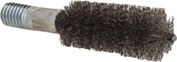 Value Collection - 1" Diam Helical Stainless Steel Tube Brush - Double Spiral, 0.012" Filament Diam, 2-23/64" Brush Length, 4" OAL, 1/2-12 Male Shank - Americas Industrial Supply
