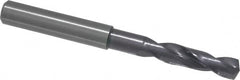 Guhring - 0.2677" 140° Spiral Flute Solid Carbide Screw Machine Drill Bit - FIREX Finish, Right Hand Cut, 34mm Flute Length, 79mm OAL, SU Point, Straight Shank - Americas Industrial Supply