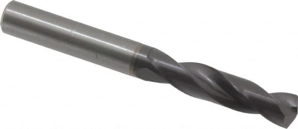 Guhring - 25/64" 140° Spiral Flute Solid Carbide Screw Machine Drill Bit - FIREX Finish, Right Hand Cut, 47mm Flute Length, 89mm OAL, SU Point, Straight Shank - Americas Industrial Supply