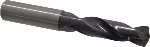 Guhring - 0.5906" 140° Spiral Flute Solid Carbide Screw Machine Drill Bit - FIREX Finish, Right Hand Cut, 65mm Flute Length, 115mm OAL, SU Point, Straight Shank - Americas Industrial Supply