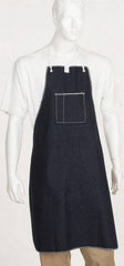 Ansell - 28 x 36" General Purpose Bib Apron - Denim, 14 oz Material, Blue, 1 Pocket, Tie Waist & Neck Strap Closure - Americas Industrial Supply