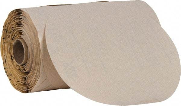 Superior Abrasives - 6" Diam, 320 Grit Aluminum Oxide Adhesive PSA Disc - Extra Fine, Gold, Paper Backing, Flexible - Americas Industrial Supply