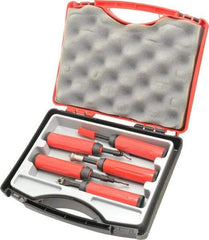 Shaviv - 18 Piece High Speed Steel Blade Hand Deburring Tool Set - B, C, D, E, F Blades, For Flat Surface, Hole Edge, Hole Inner Surface, Straight Edge - Americas Industrial Supply