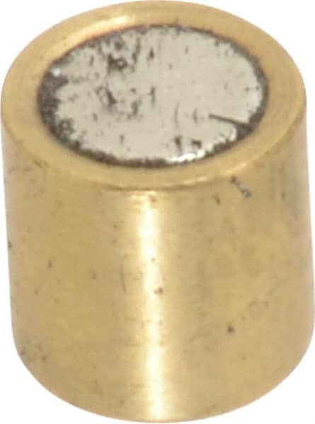 Mag-Mate - 1/4" Diam x 1/4" High, 0.63 Lb Average Pull Force, 1-1/4 Lb Max Pull Force, Neodymium Rare Earth Shielded Magnet - Brass Shield, 0.032" Shielding Wall Thickness - Americas Industrial Supply