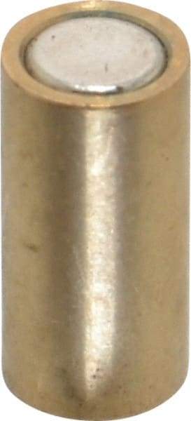 Mag-Mate - 1/4" Diam x 1/2" High, 0.75 Lb Average Pull Force, 1-1/2 Lb Max Pull Force, Neodymium Rare Earth Shielded Magnet - Brass Shield, 0.032" Shielding Wall Thickness - Americas Industrial Supply